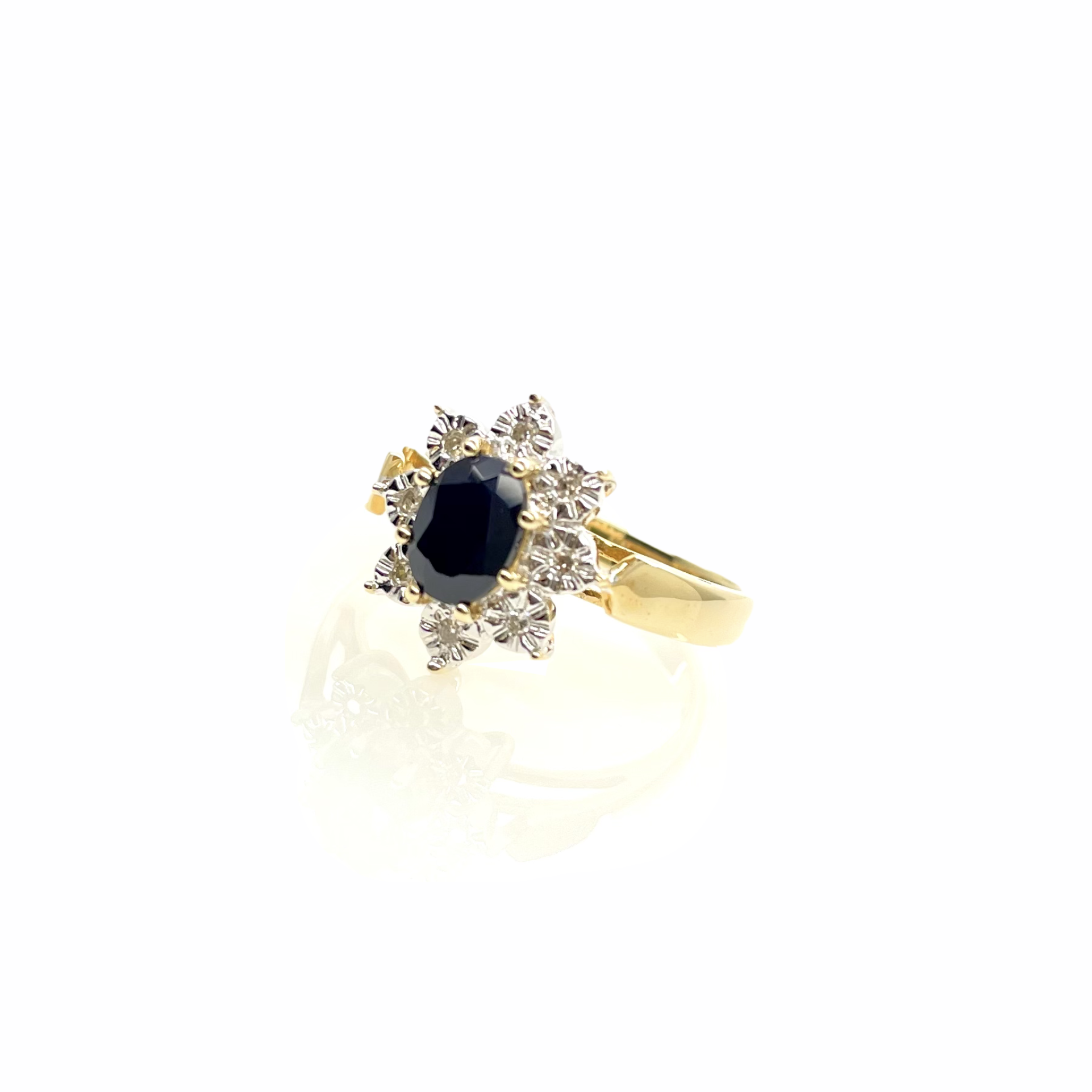 Gelbgold Brillantring mit Saphir -  ca. 0.05ct Brillanten — Bild 2 von 3