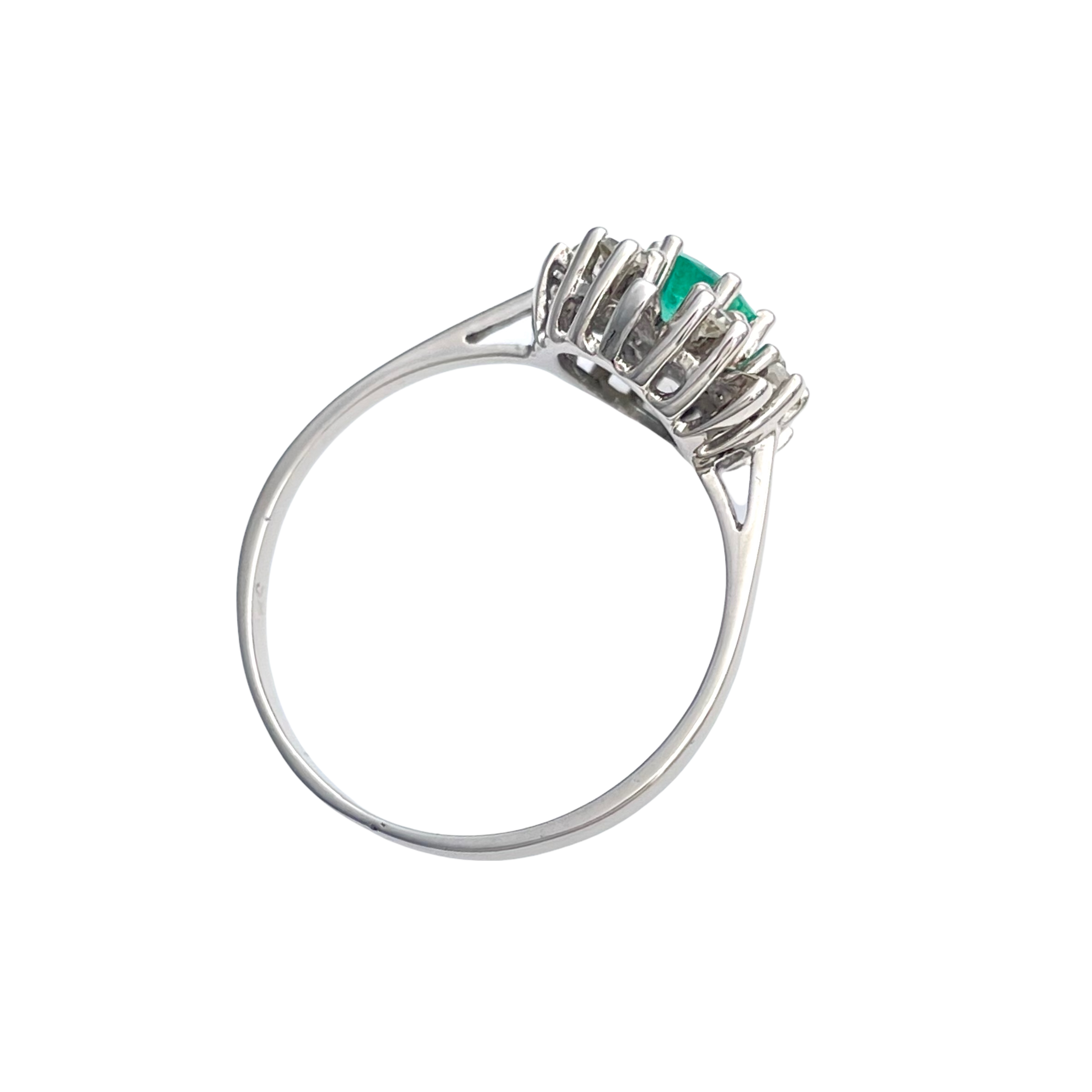 Weißgold Brillant Ring mit ein Smaragd — Image 4 sur 4