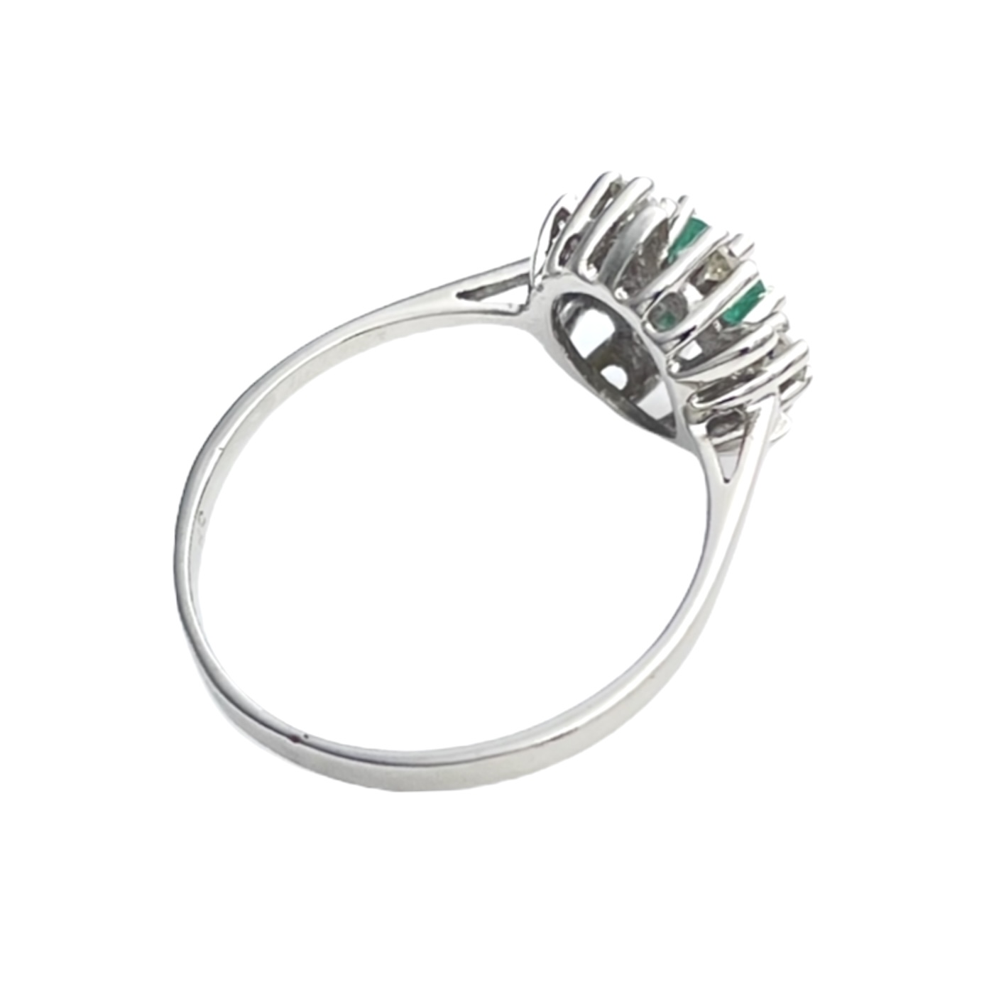 Weißgold Brillant Ring mit ein Smaragd — Image 3 sur 4