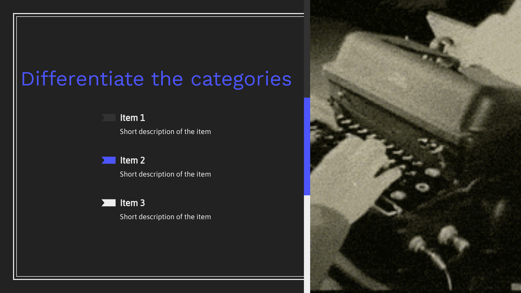 Homework Presentation Different Categories Slide