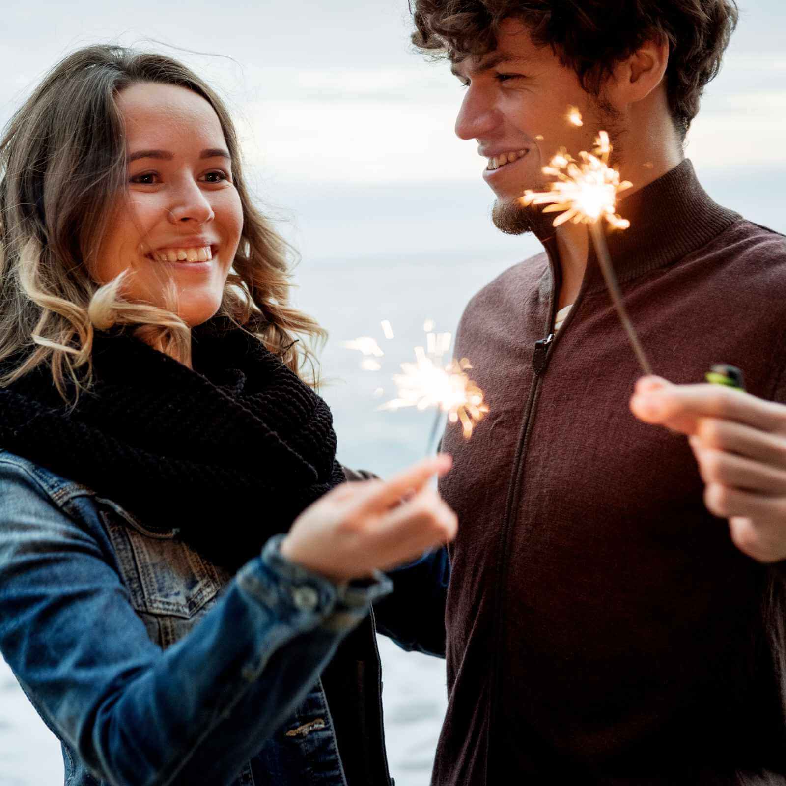 Couple smiling after getting treatment