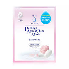 Mặt Nạ Dưỡng Trắng Da Ẩm Mịn, Se Khít Lỗ Chân Lông Senka Perfect Aqua White Mask – Extra White
