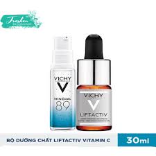 Bộ serum 15% Vitamin C làm sáng cải thiện da lão hóa Vichy Lifactiv và Dưỡng chất Mineral 89