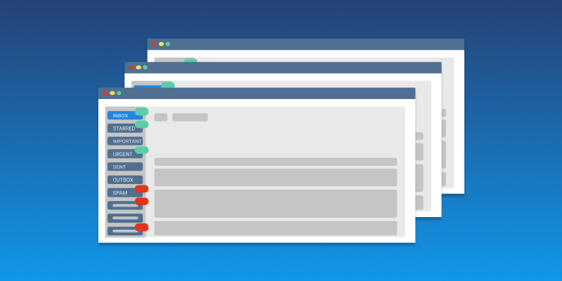 Many email windows open