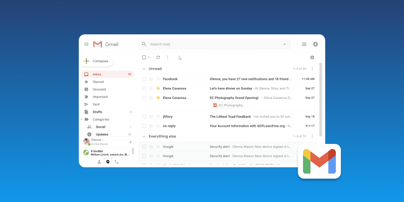 Screenshot of Gmail Email Provider