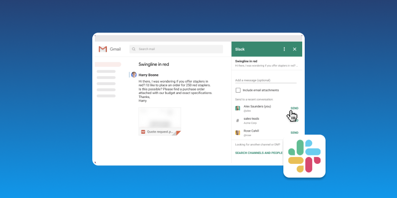 Screenshot of Slack Email Communication and Chat