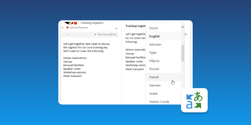 Screenshot of Translator for Outlook