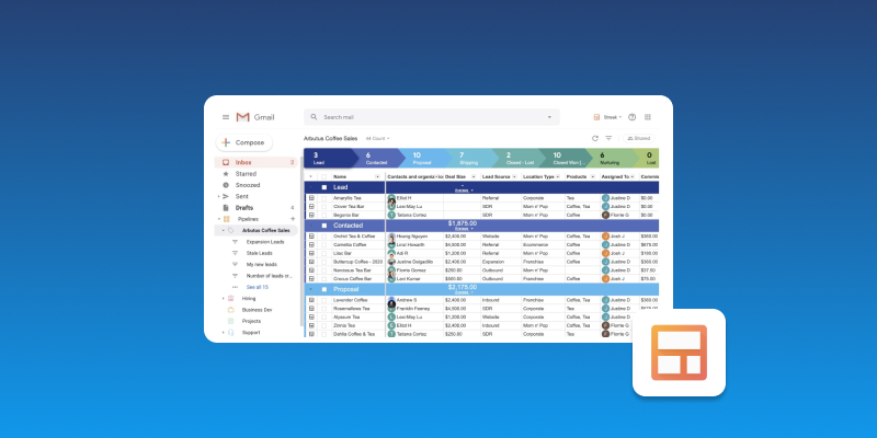 Screenshot of Streak Email CRM