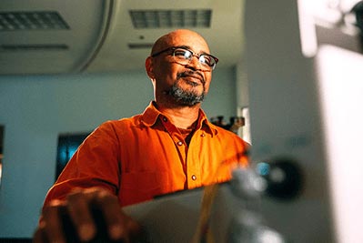 A man working on a computer