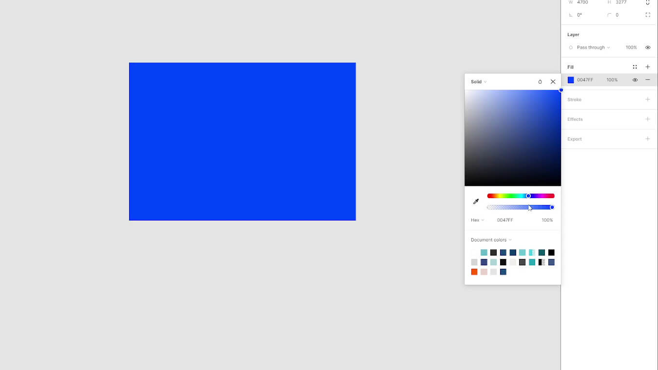Representation of hue's in Figma