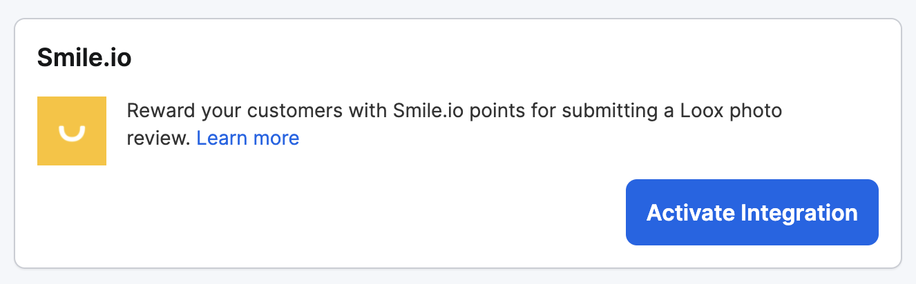 Smile integration on Loox admin