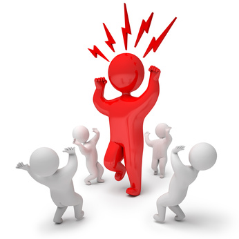 cartoon of red human figure arguing