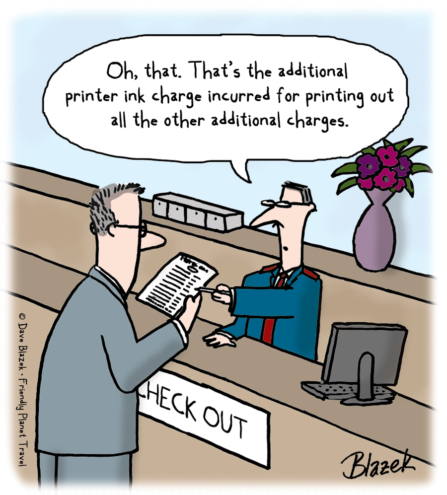 cartoon of a man being charged for printer ink