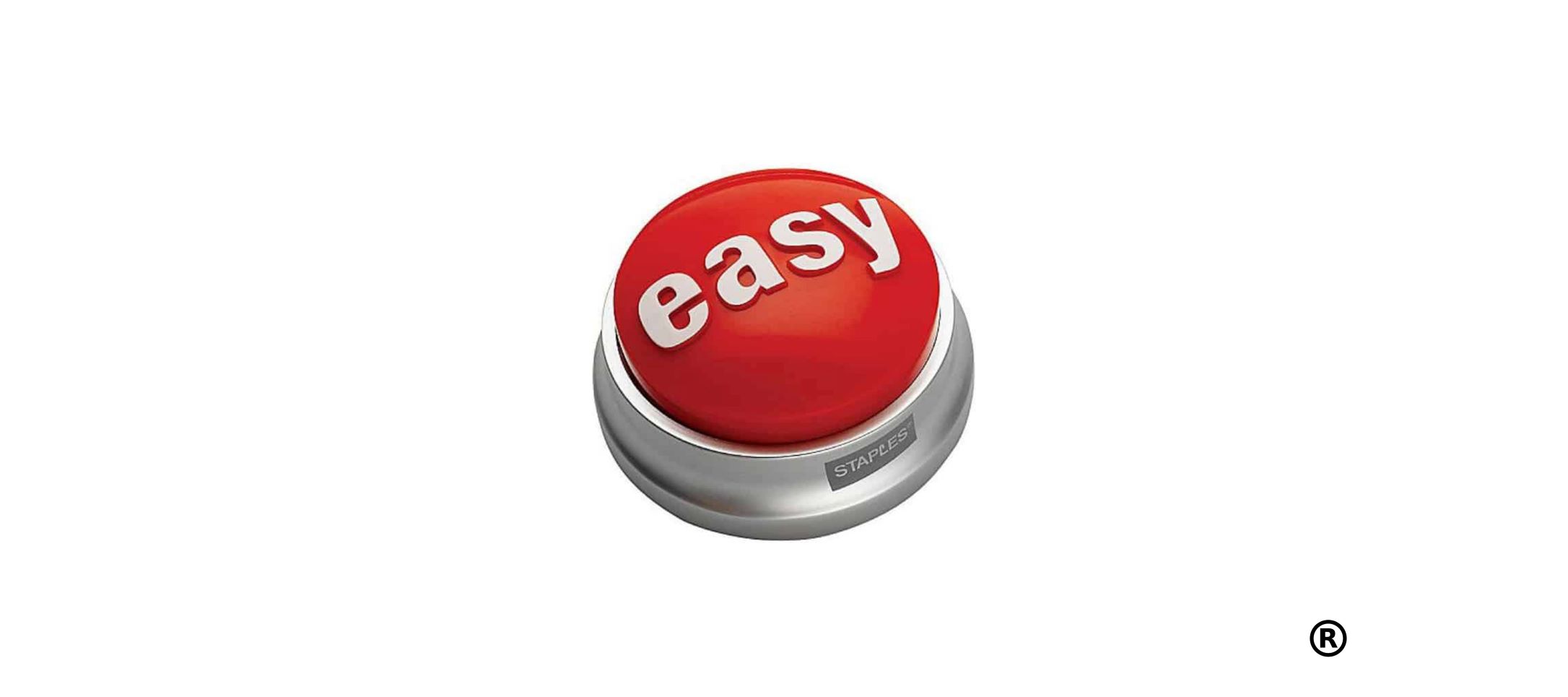 Staples' Easy Button against a white background