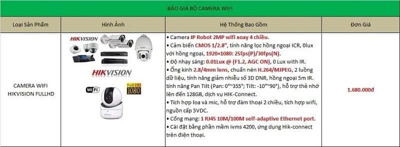 Giá lắp đặt bộ Camera WiFi Hikvision