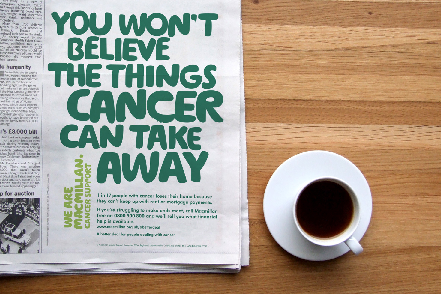 Macmillan Cancer Support advert