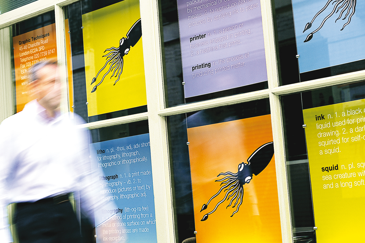 Signage in office front window