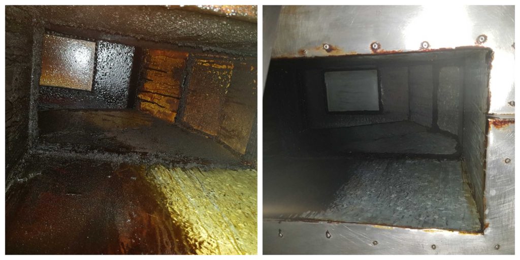 Extraction duct before and after