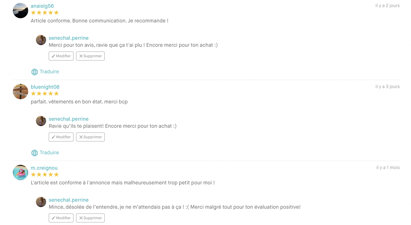 obtenir des avis sur vinted en tant que vendeur