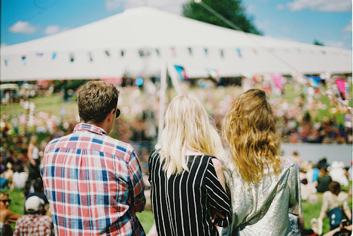 Neighbors attending a street food market event