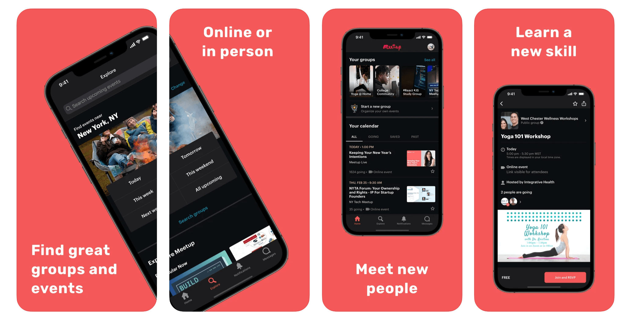 Meetup app screenshots