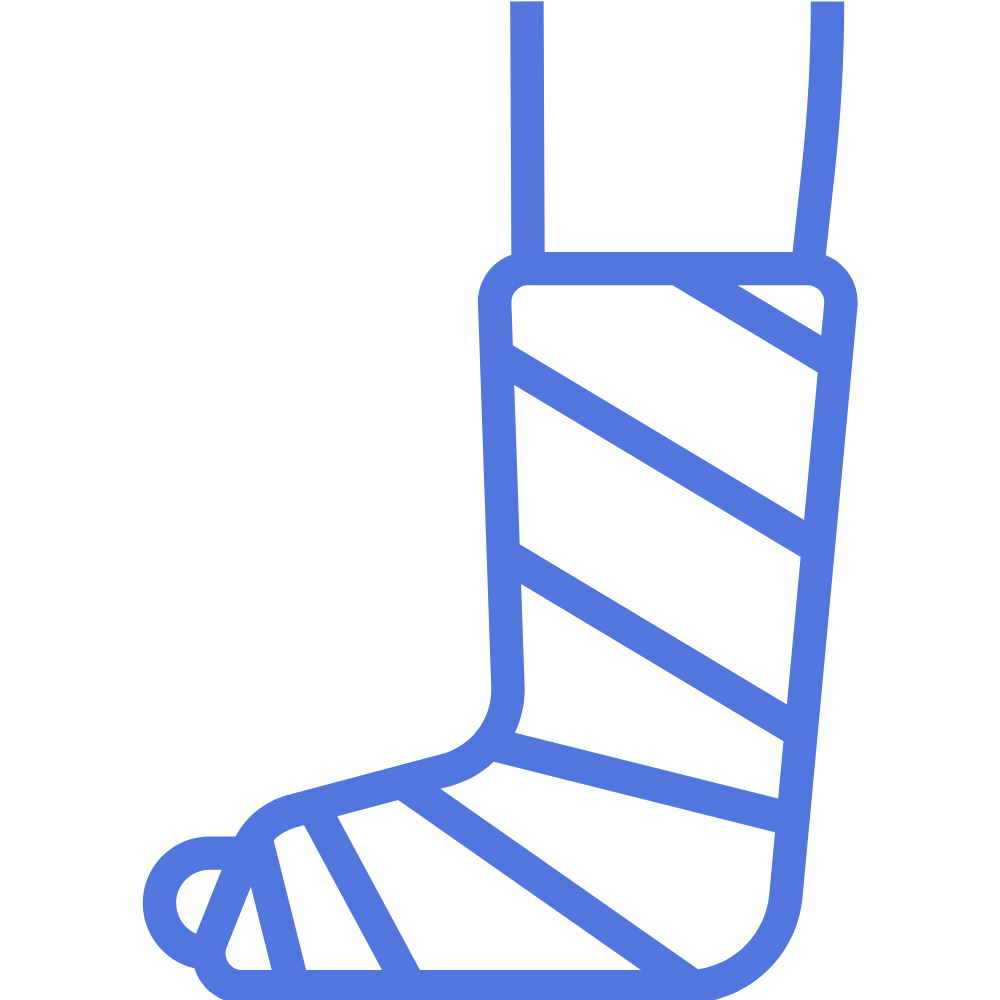 a cast on a broken foot symbolizing recovering in physical therapy