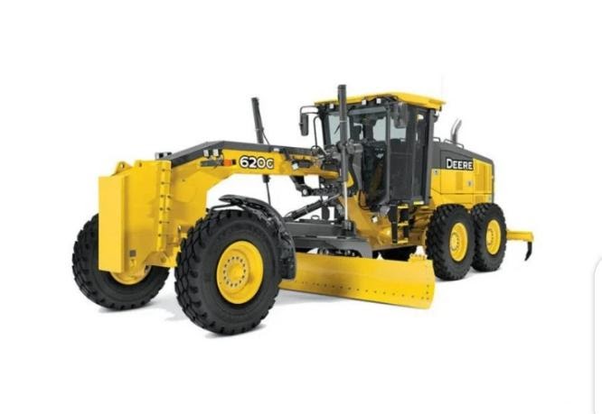 Johndeere grader yellow white background