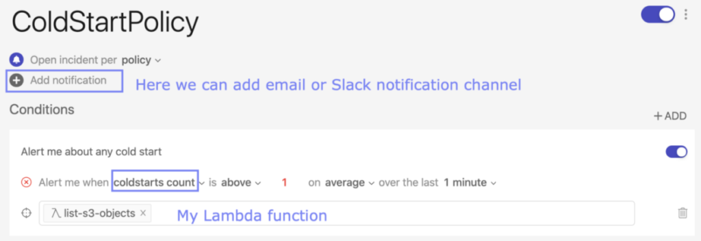 lambda cold start alert