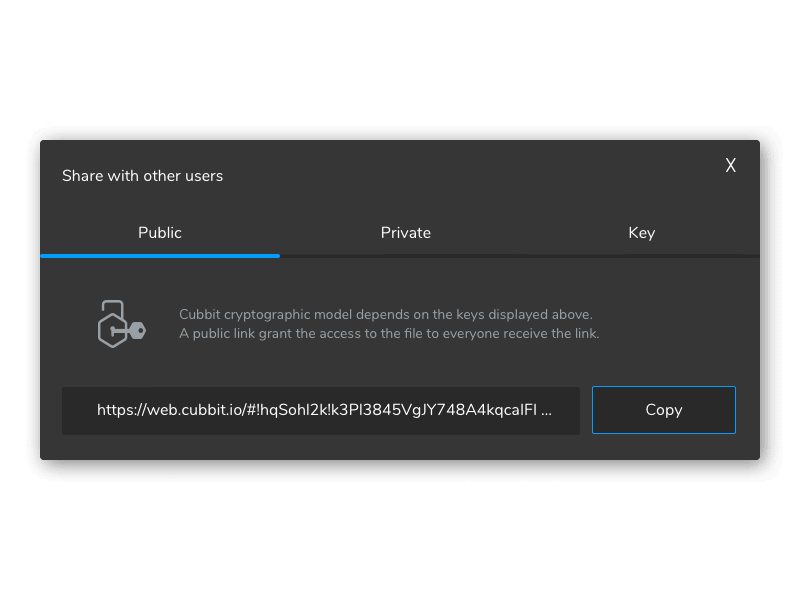 cubbit private and public links to send files securely explanatory