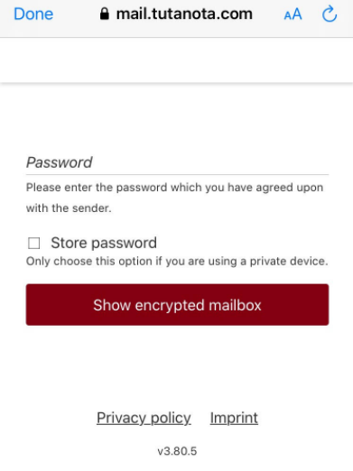 password required to open an encrypted message