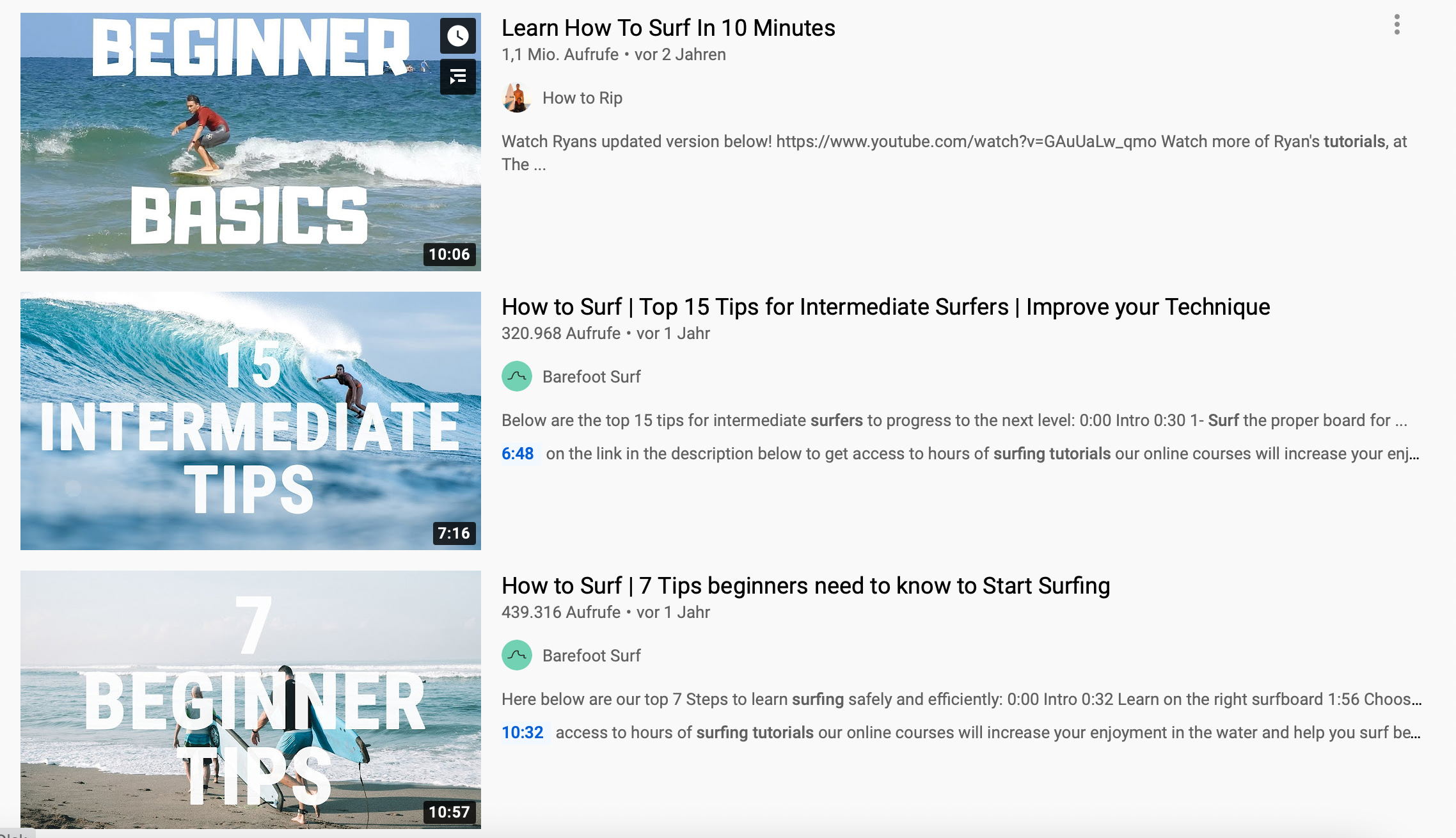 Die Suchergebnisse für "Surf Tutorial"