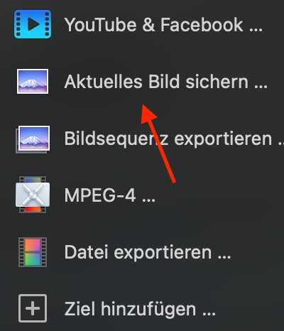 Aktuelles Bild sichern in Final Cut Pro X
