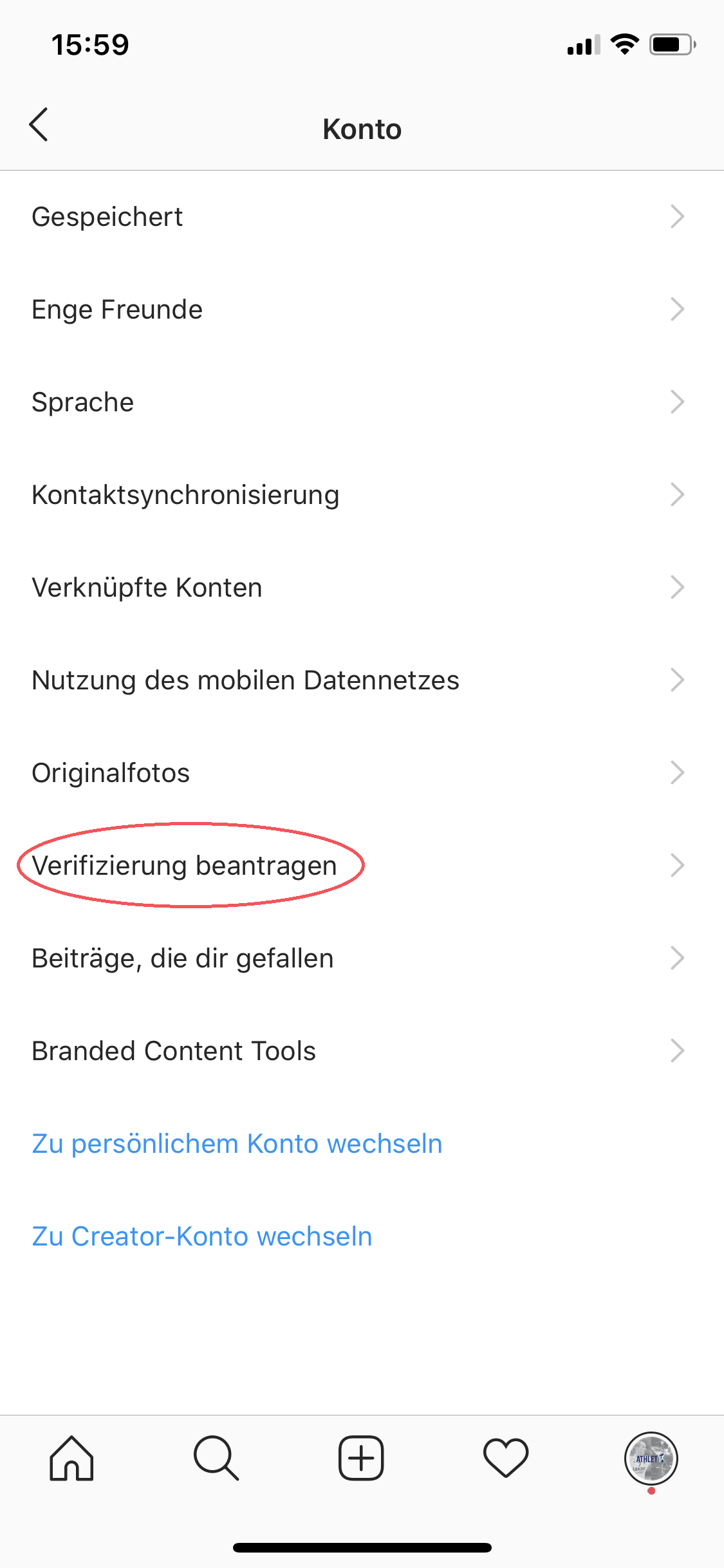 Verifizierung bei Instagram beantragen