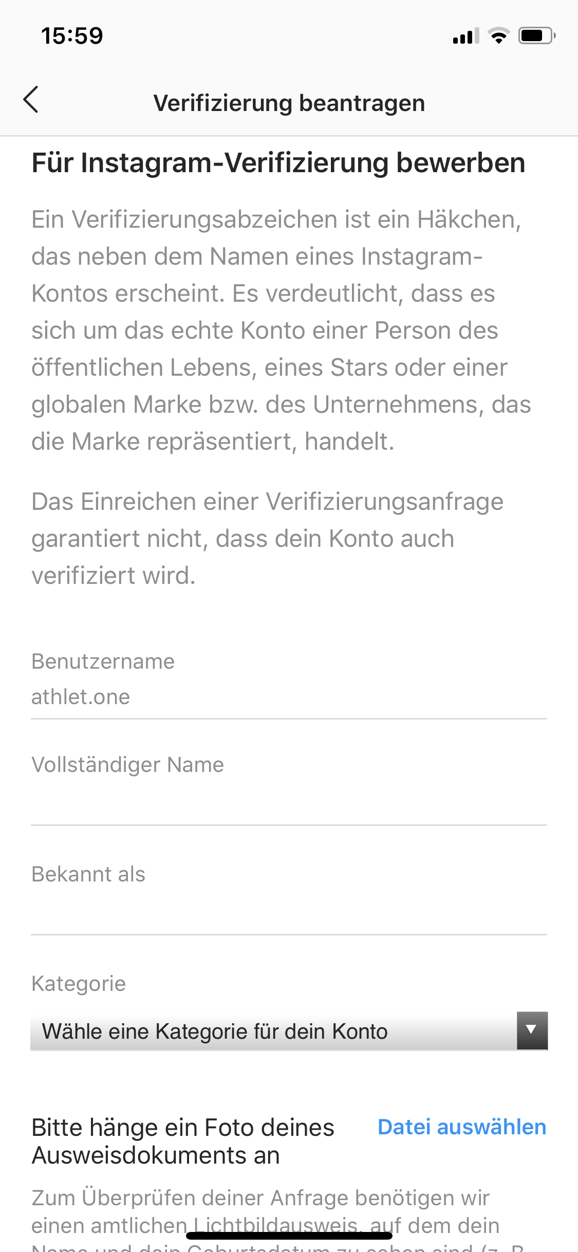 Screenshot Instagram verifizierung