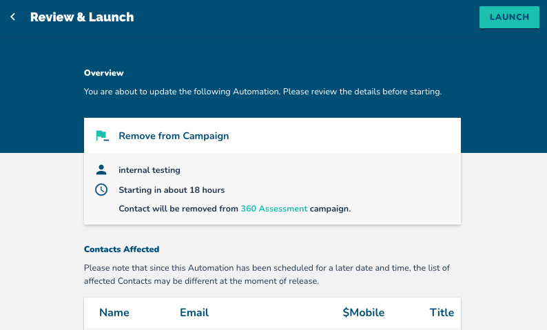 review automation remove contacts
