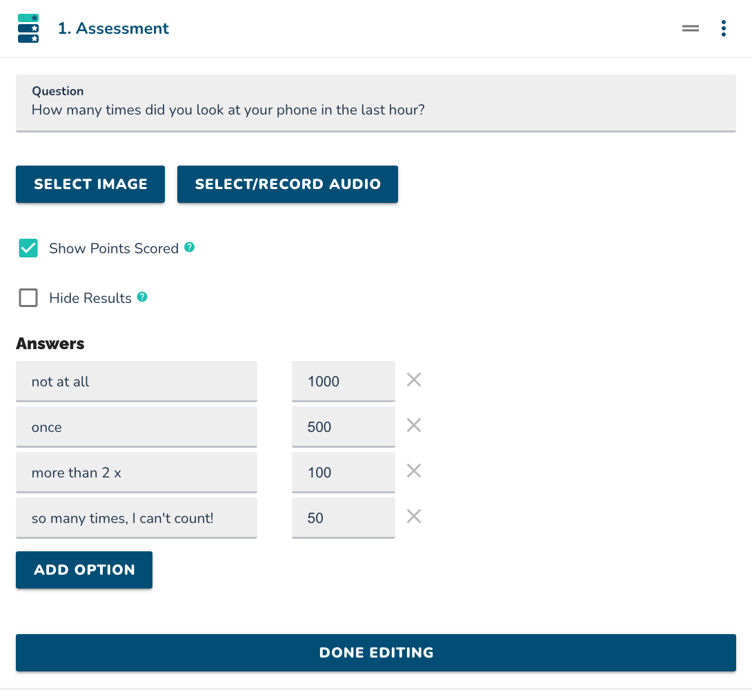 assessment setup