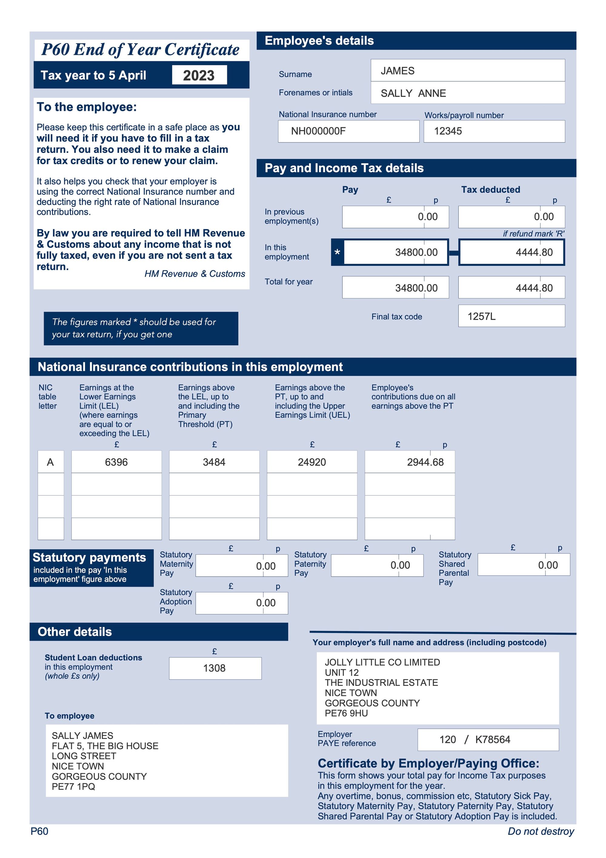 OS Payroll Your P60 Document Explained