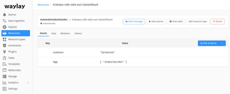 Creating a resource on Waylay IO