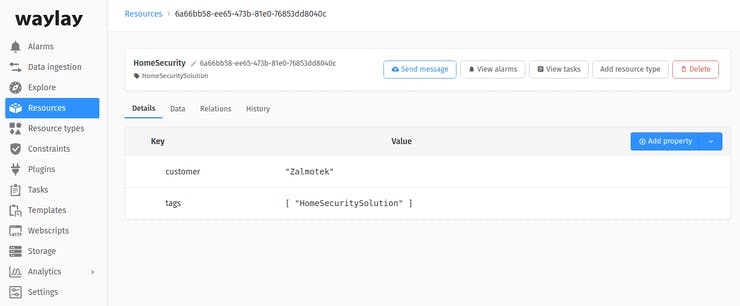 Creating a resource on Waylay IO