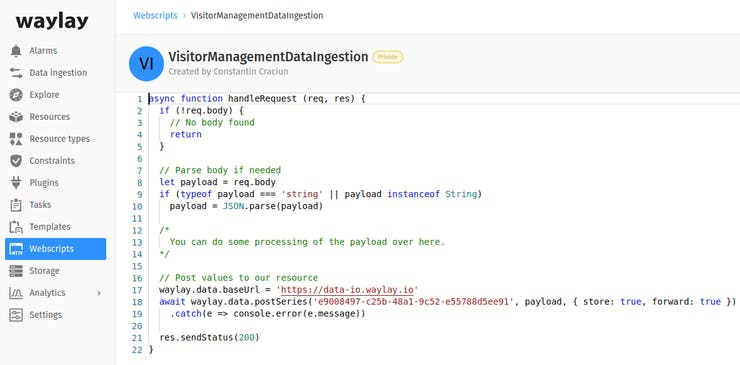 Webscript on Waylay IO
