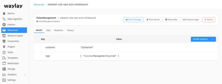 Creating a resource on Waylay IO