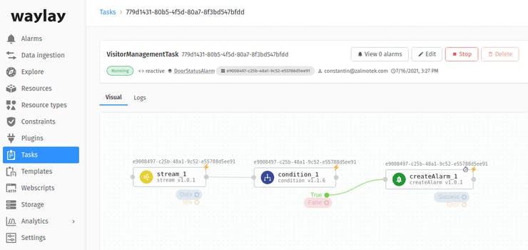 Creating a task on Waylay IO
