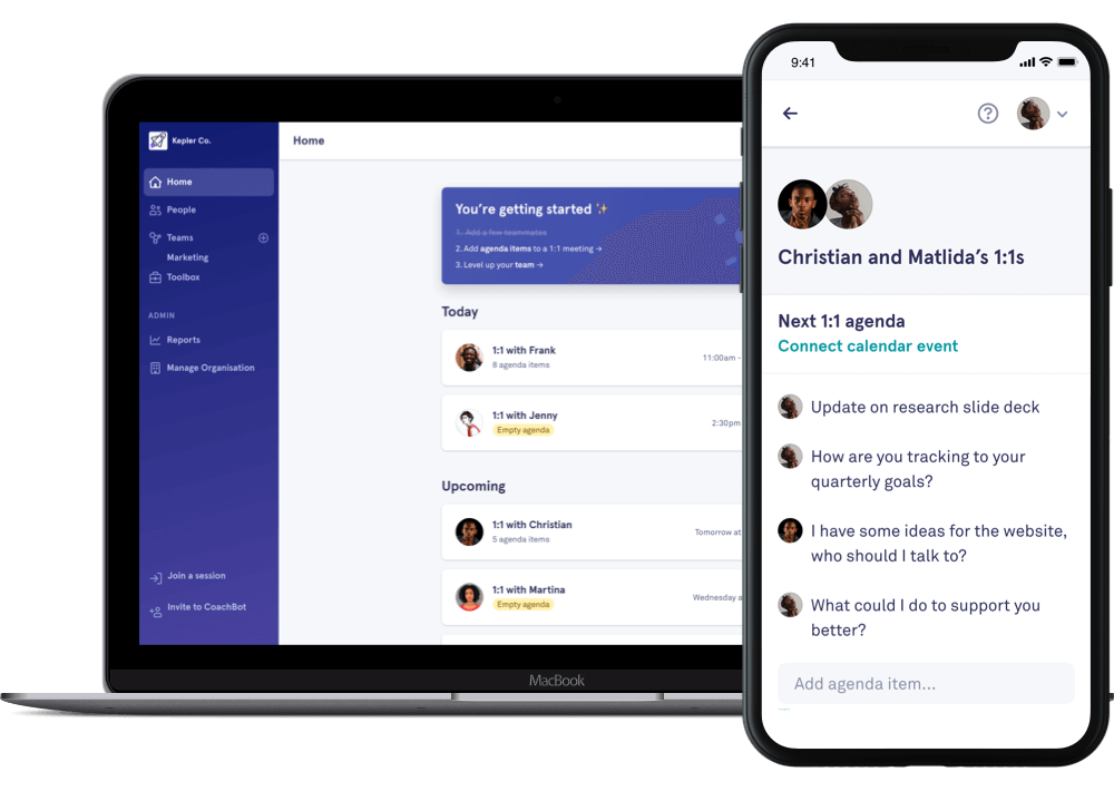 One to one meetings with CoachBot