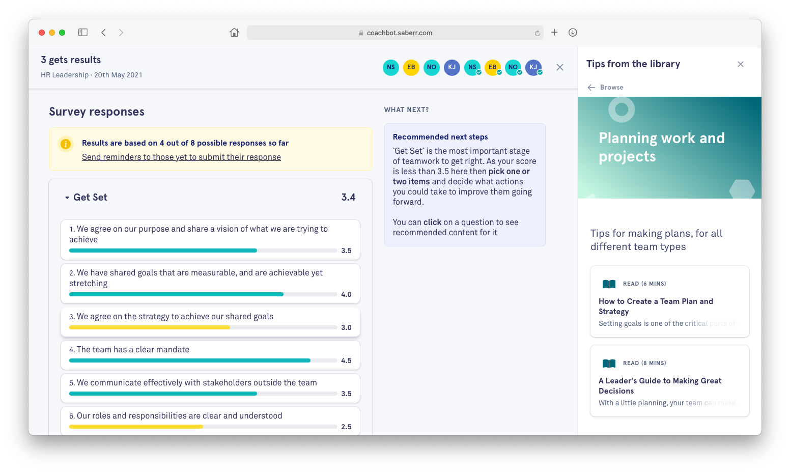 Example of a survey linking to relevant learning content