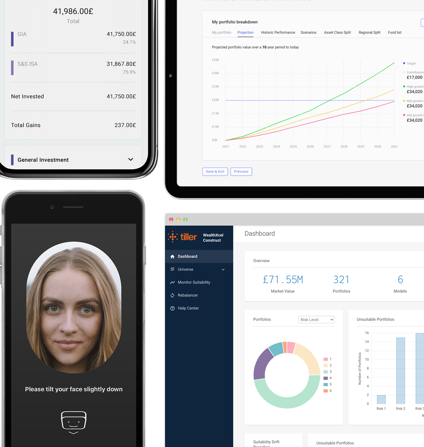 A collection of screenshots of the app