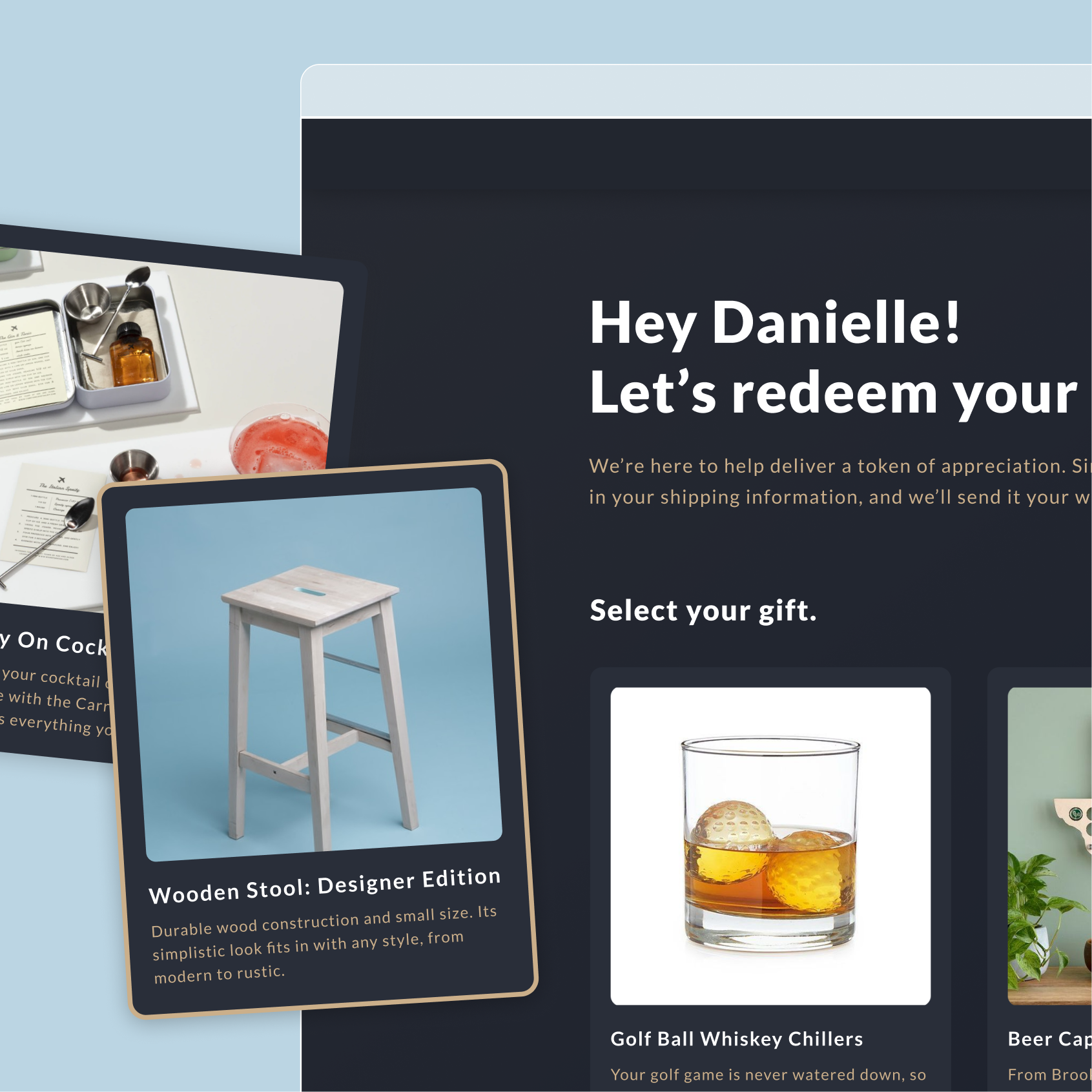 part of a website with gift products