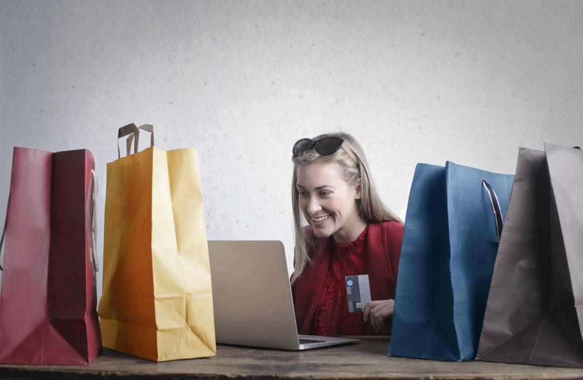 women shopping online at home