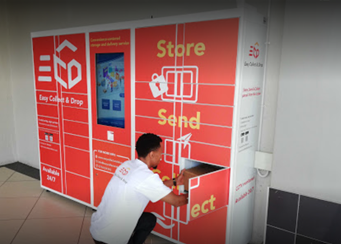 A delivery man using ECD lockers