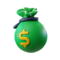 Sac vert avec logo dollar jaune