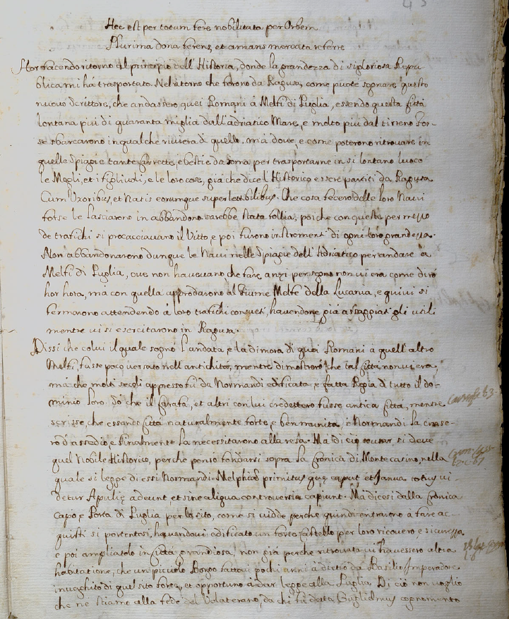 Mannelli, p. 45v, su Amalfi le origini e Molpa